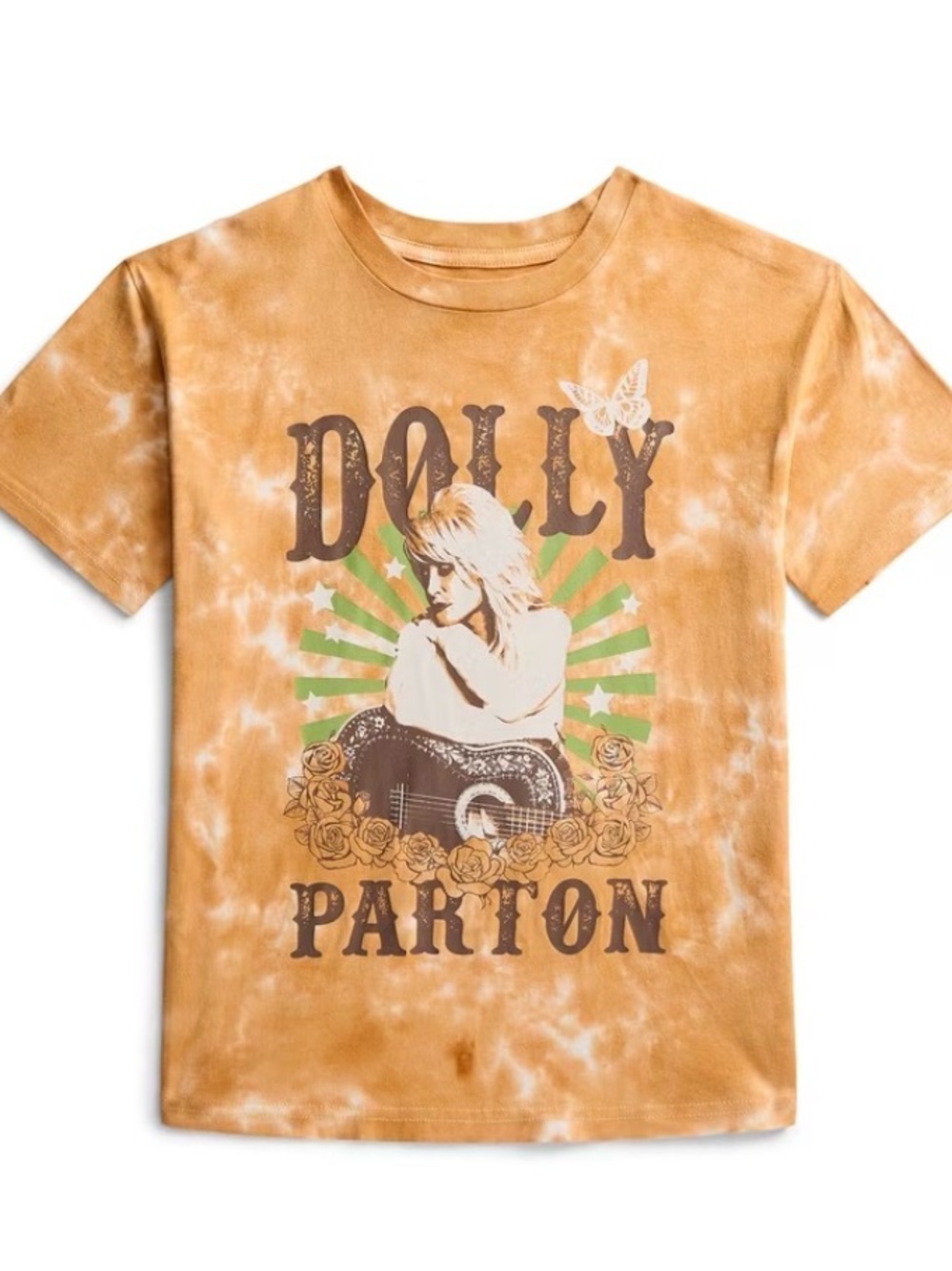 Dolly Parton Orange Tie-Dye Graphic Tee for Kids